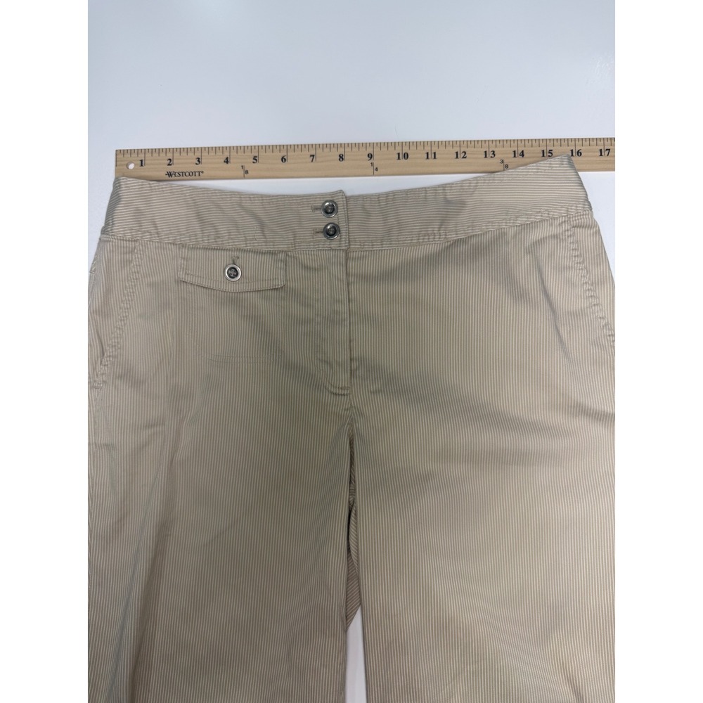 Chicos Additions Tan Pinstripe Bermuda Shorts Womens 0.5 Short Stretch Cotton - Picture 5 of 10